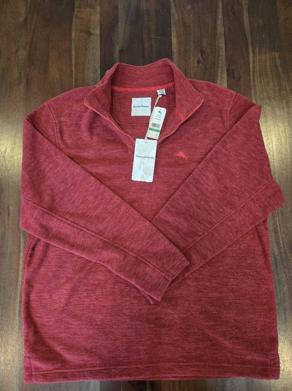 NWT Tommy Bahama Cloud Peak Half Zip Fleece Pullover Sangria Red Large Large